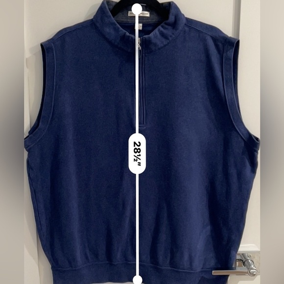 Peter Millar Men Sz XL Sweater Vest Blue 1/4 1/2 Zip Sleeveless Pullover Knit - Picture 10 of 11